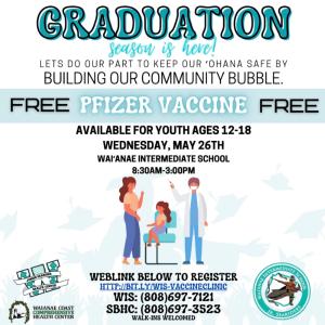 May 26th Vaccine Opportunity for Youth at WIS